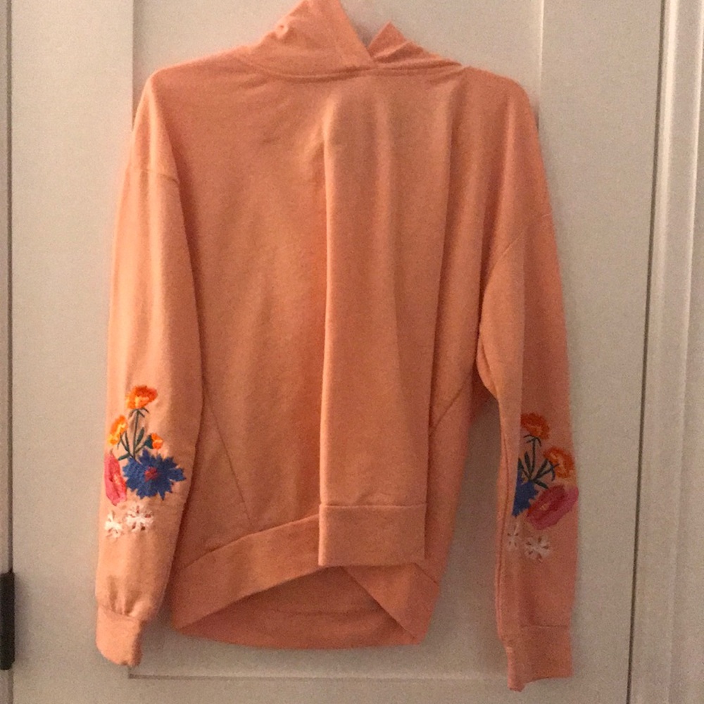 peach flowered cropped hoodie